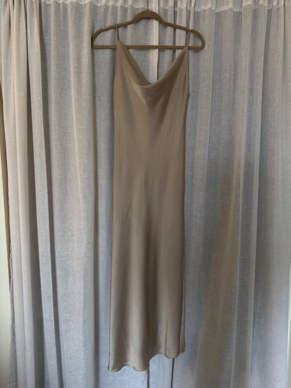 Slip Maxi Dress with Cowl Neck in Taupe